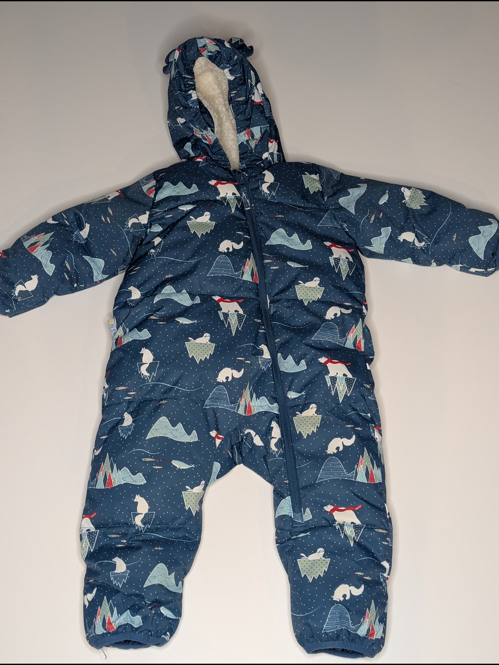 Navy Polar Animal Print Infant Snowsuit